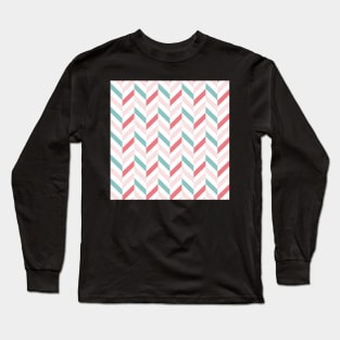 zigzag chevron pink on white small scale Long Sleeve T-Shirt